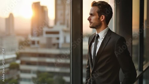 A man in a business suit: Video would be appropriate for corporate presentations, advertising business services and financial products. Suitable for career and business related websites.
