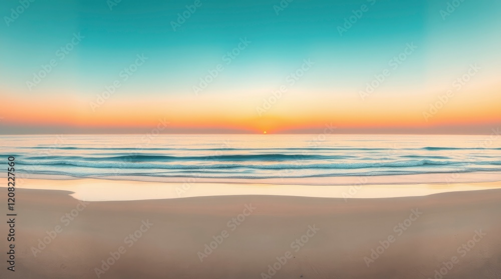 Obraz premium Serene Coastal Sunrise: Pastel Hues and Tranquil Ocean