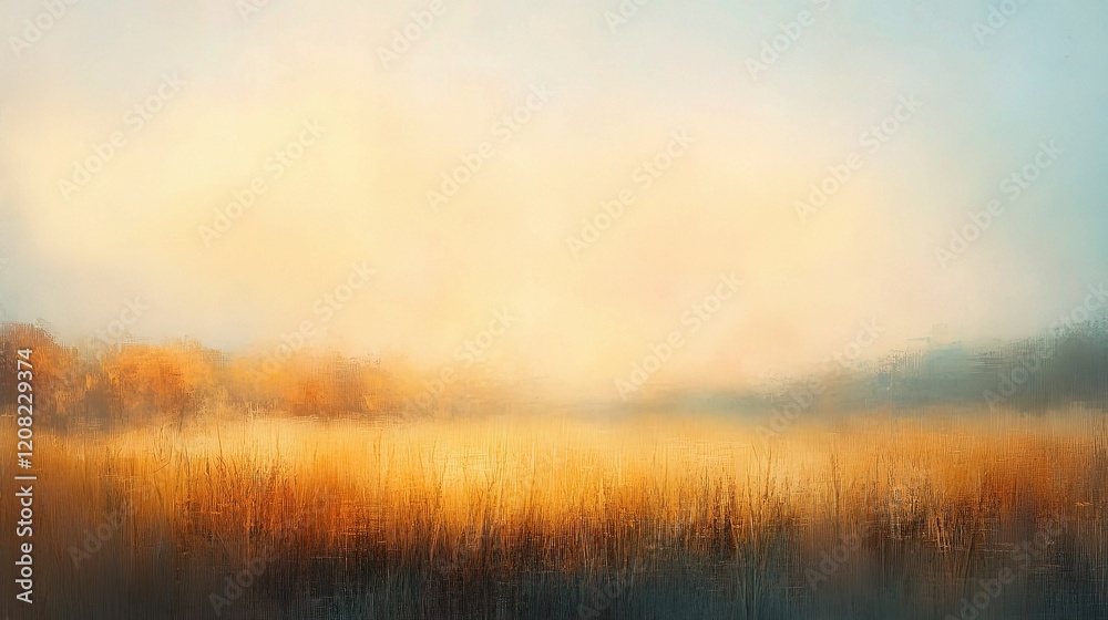 Serene Abstract Meadow at Sunrise with Warm Autumn Hues Serene Abstract Meadow at Sunrise with Warm Autumn Hues
