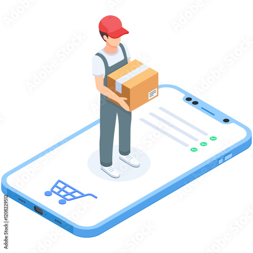 Online Delivery Service Isometric Illustration