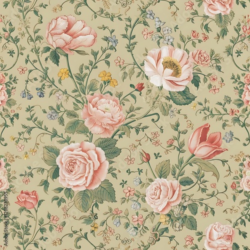 Classic wallpaper vintage flower pattern background