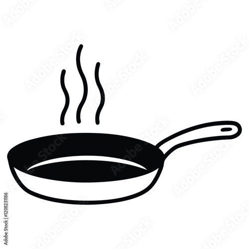 Pan Heating Silhouette Vector Illustration  High Quality Kitchen Tool Graphics for Creative Projects