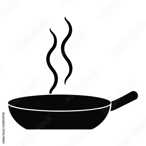 Pan Heating Silhouette Vector Illustration  High Quality Kitchen Tool Graphics for Creative Projects