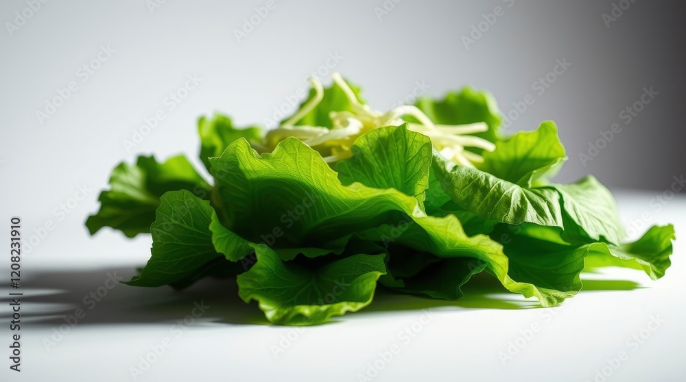 Crisp Lettuce Leaves: A Study in Green, Minimalist Still Life Crisp Lettuce Leaves: A Study in Green, Minimalist Still Life