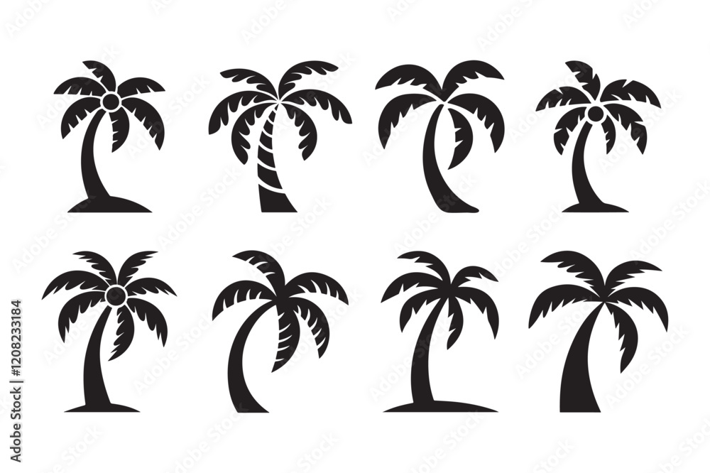 Fototapeta premium palm tree silhouette vector isolated on white background