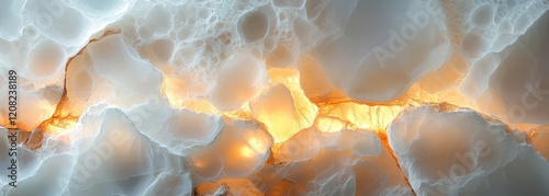 Backlit translucent white onyx marble glowing from within. Very wide background