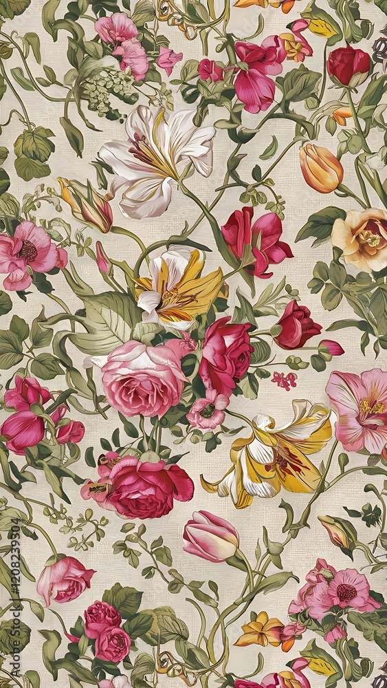 Seamless textile floral pattern on light background Seamless textile floral pattern on light background