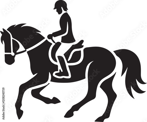 Horse Rider icon silhouette vector with white background