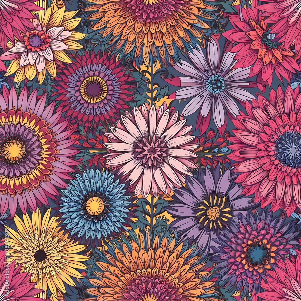 Vector Seamless Floral Pattern Illustration. Horizontally And Vertically Repeatable. Vector Seamless Floral Pattern Illustration. Horizontally And Vertically Repeatable.