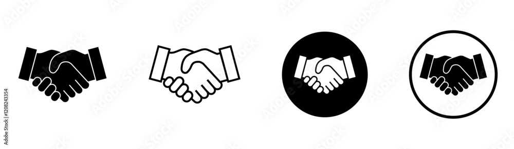 Handshake icons in various styles and designs, Handshake, deal, done, handshake icon, Business shake, deal agreement icons, vector illustration Handshake icons in various styles and designs, Handshake, deal, done, handshake icon, Business shake, deal agreement icons, vector illustration