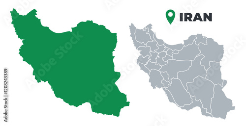 Iran map simple flat outline vector set