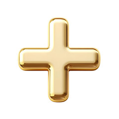 Golden plus sign design on a white background