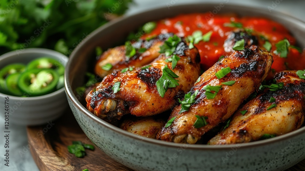Delicious Grilled Chicken Wings with Spicy Salsa Delicious Grilled Chicken Wings with Spicy Salsa