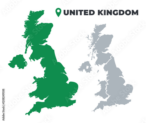 United Kingdom map simple flat outline vector set