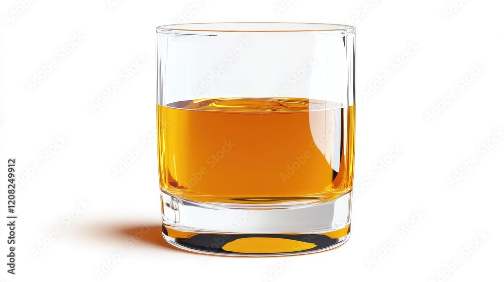 Clear glass filled with vibrant orange juice on a clean white background highlighting refreshment and beverage simplicity. Clear glass filled with vibrant orange juice on a clean white background highlighting refreshment and beverage simplicity.