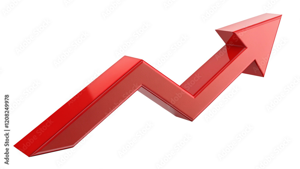 Red upward arrow graph showing rising trend, cut out Red upward arrow graph showing rising trend, cut out