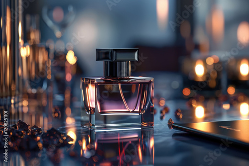 A luxury perfume bottle set against a refined, elegant background, creating a sophisticated ad image that exudes class and premium allure.