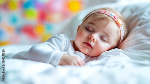 Infant Sleeping Peacefully While Wearing Advanced Wearable Health Monitoring Device photo