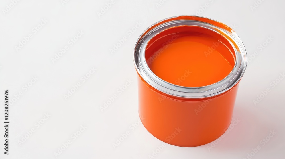 Orange paint pot with vibrant liquid isolated on a clean white background showcasing color and texture for artistic or commercial use. Orange paint pot with vibrant liquid isolated on a clean white background showcasing color and texture for artistic or commercial use.