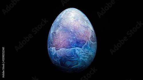 X Ray of a colorfully painted egg isolated on a dark background showcasing intricate texture and design elements for artistic visual appeal photo