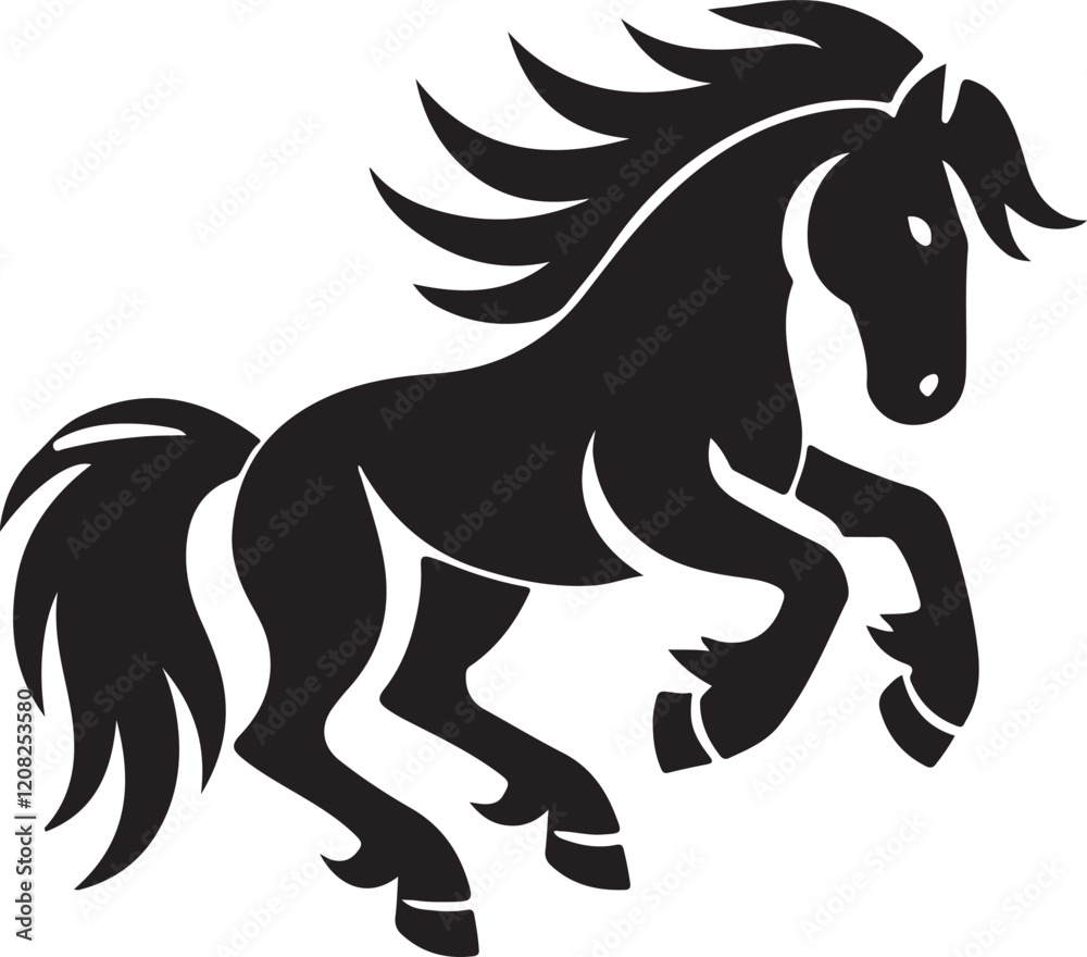 Fototapeta premium Horse icon silhouette vector with white background