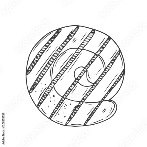 Barbecue grill sausage doodle icon vector hand drawing