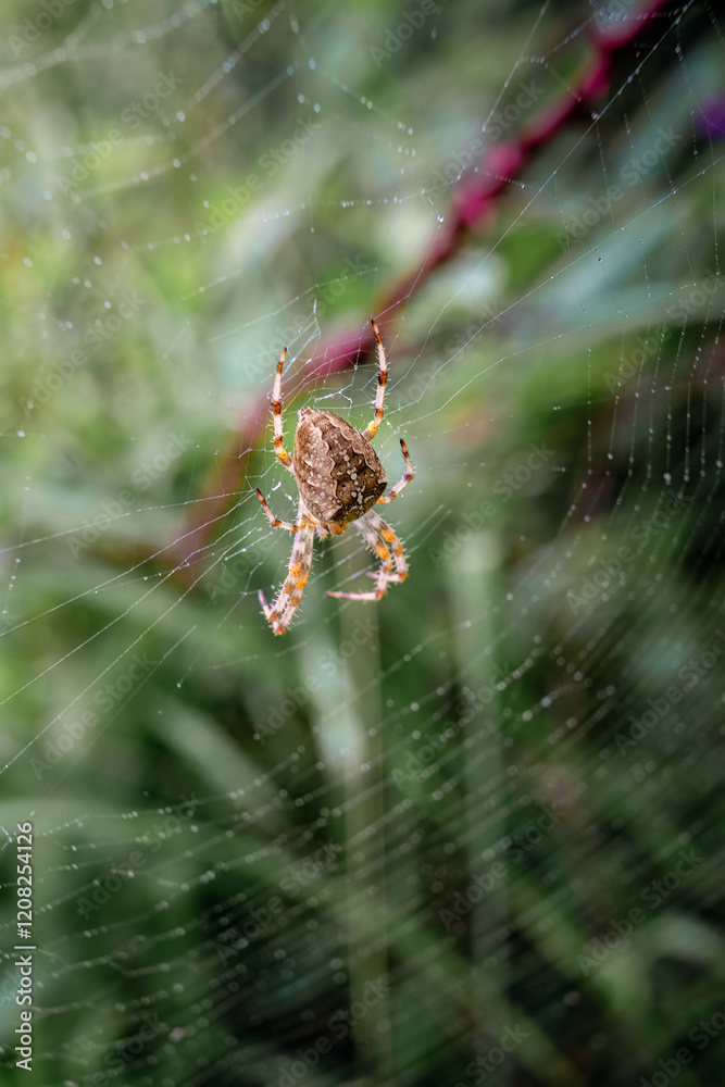 Close-Up of Spider on Web in a Natural Setting Close-Up of Spider on Web in a Natural Setting