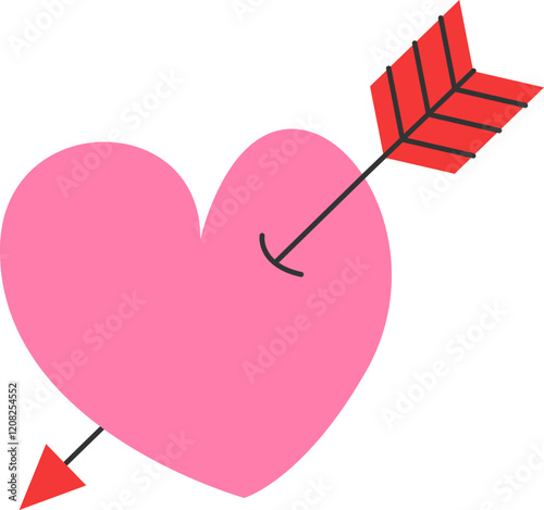 Heart pierced by arrow. Vector Illustration