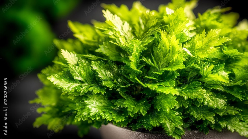 Vibrant green fern plant glows softly illuminated by warm light. AI Generated Vibrant green fern plant glows softly illuminated by warm light. AI Generated
