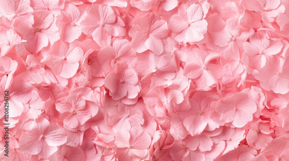 Soft pink hydrangea petals layered as a delicate floral background for elegant design and decor applications Soft pink hydrangea petals layered as a delicate floral background for elegant design and decor applications