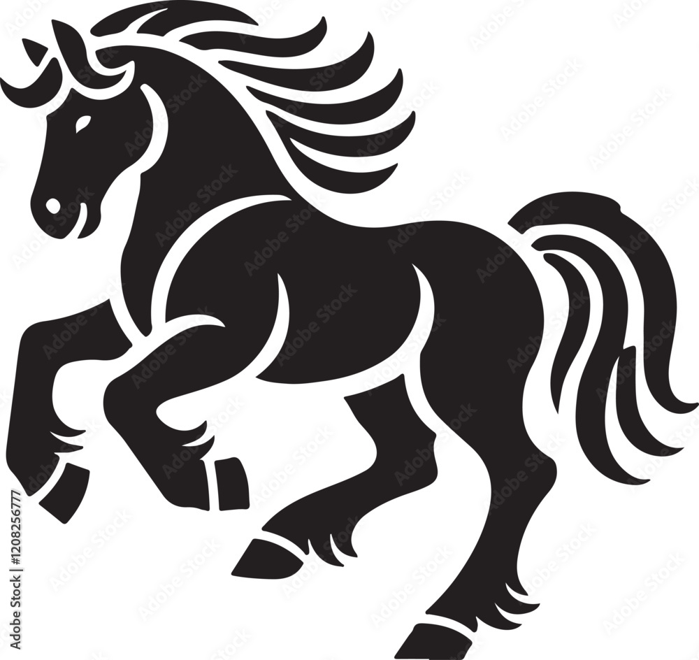 Fototapeta premium Horse icon silhouette vector with white background