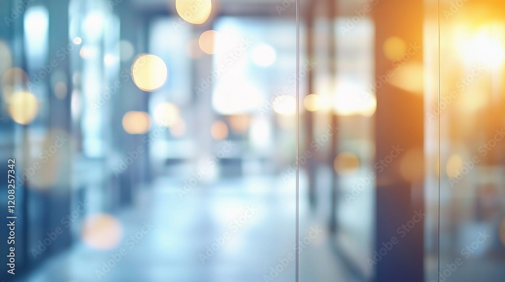 Contemporary Office Space with Panoramic Windows and Soft Lighting Contemporary Office Space with Panoramic Windows and Soft Lighting