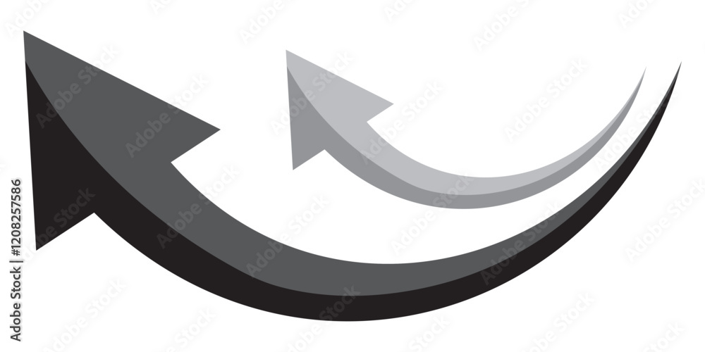 Long arrows icon. Long curved hand drawn arrow isolated. Long arrows icon. Long curved hand drawn arrow isolated.