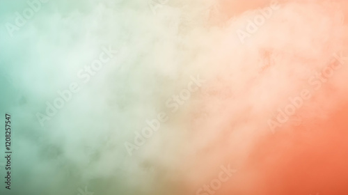 Fog spreading gently across a pastel coral and sage gradient backdrop, softly illuminated to enhance texture