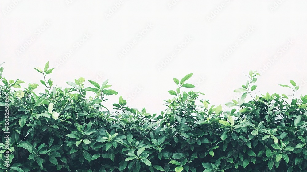 Obraz premium Isolated Green Bush with Lush Foliage on Clean White Background