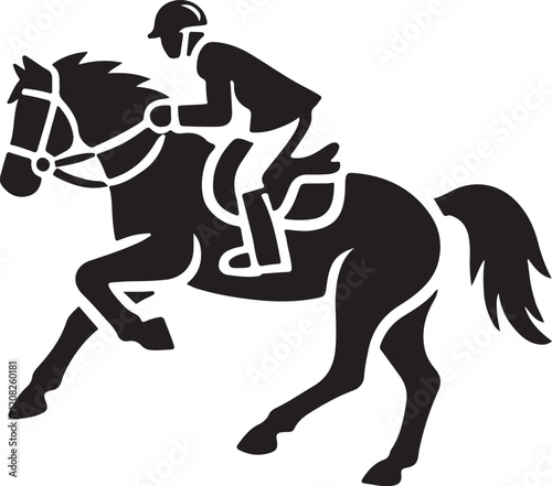 Horse Rider icon silhouette vector with white background