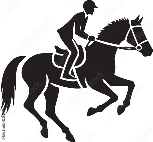Horse Rider icon silhouette vector with white background