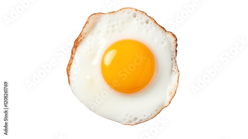 Close up of a perfectly fried egg with a golden yolk ideal for breakfast menus culinary blogs or food packaging designs photo