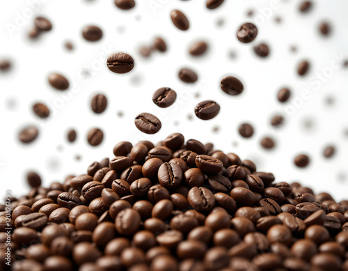 Transparent PNG available Falling coffee beans isolated on a white or transparent background, png
