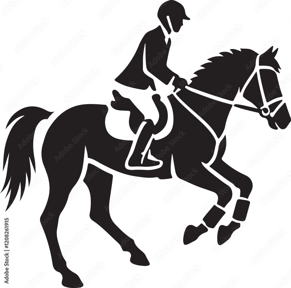 Fototapeta premium Horse Rider icon silhouette vector with white background