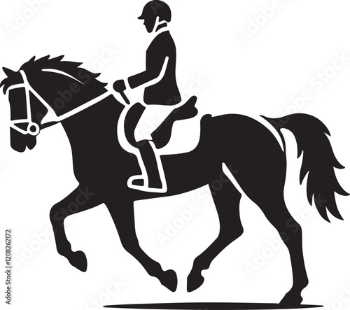 Horse Rider icon silhouette vector with white background