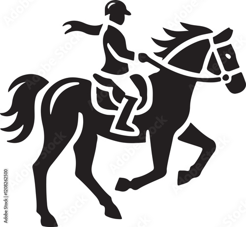 Horse Rider icon silhouette vector with white background