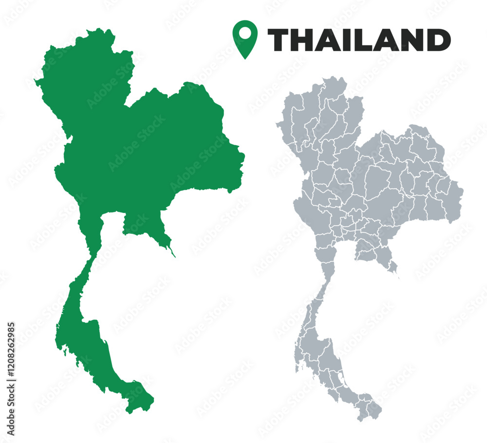 Thailand map simple flat outline vector set Thailand map simple flat outline vector set