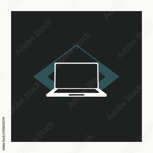 Simple Icon of a Laptop on a Dark Background