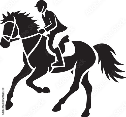 Horse Rider icon silhouette vector with white background
