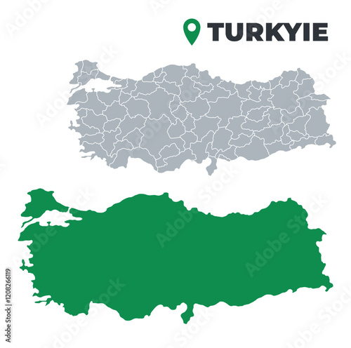 Turkiye map simple flat outline vector set photo