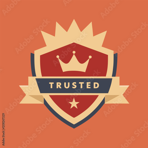 Trusted Quality Vintage Badge Logo with Crown Emblem