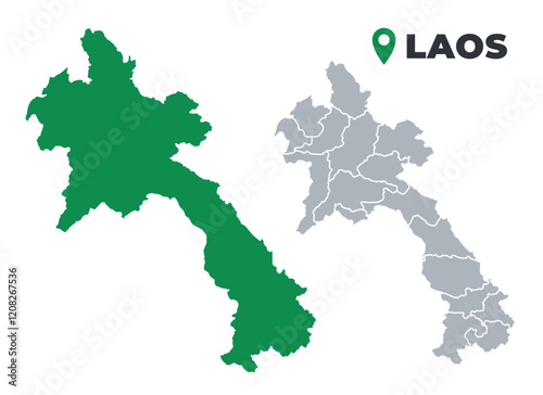Laos map simple flat outline vector set