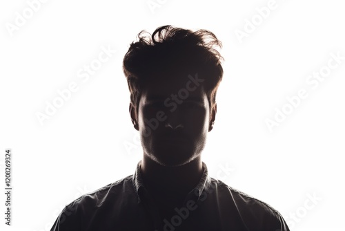 Silhouette of a young man with backlit high-contrast lighting