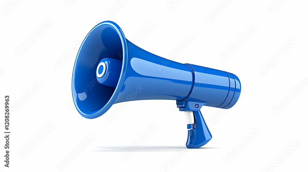 3D Render Blue Megaphone Illustration 3D Render Blue Megaphone Illustration
